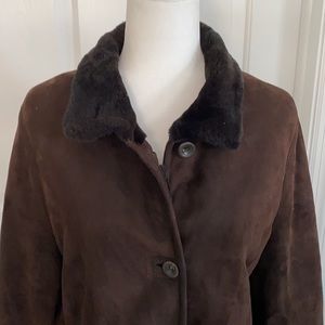 Burberry Brown Shearling Car Coat - Size 10